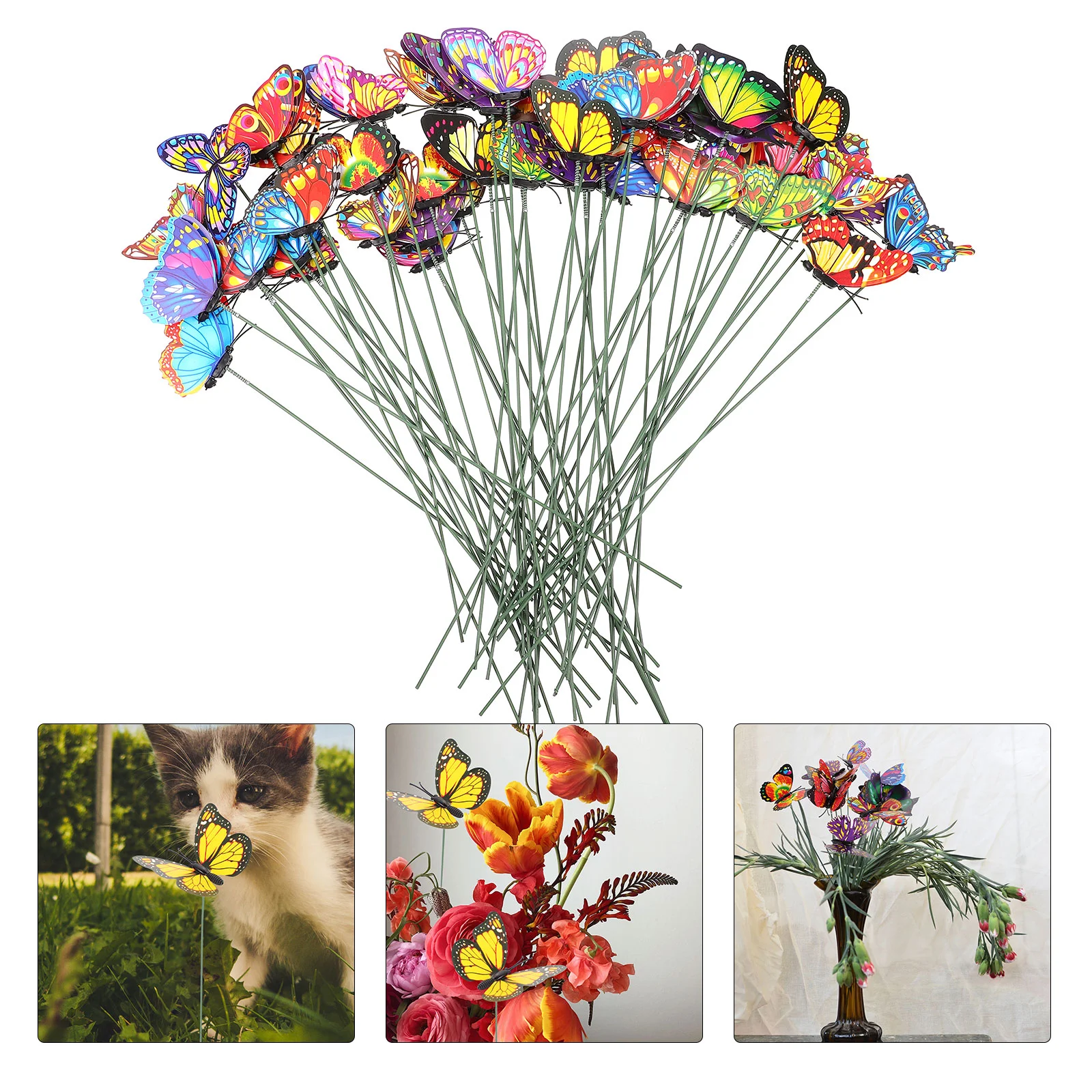 

Garden Stakes Butterflies Stake Metal Yard Flower Cemetery Planter Decorations Party Pinwheels 3D Decor Bed Grave Indoor Outdoor