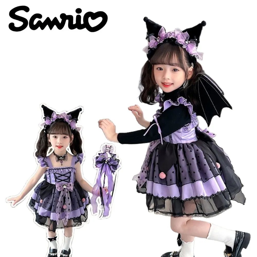 

Sanrios Anime Kawaii Kuromi Lolita Girls Princess Skirt Halloween Children Dress Girl Suspender Skirt Fluffy Skirt Birthday Gift