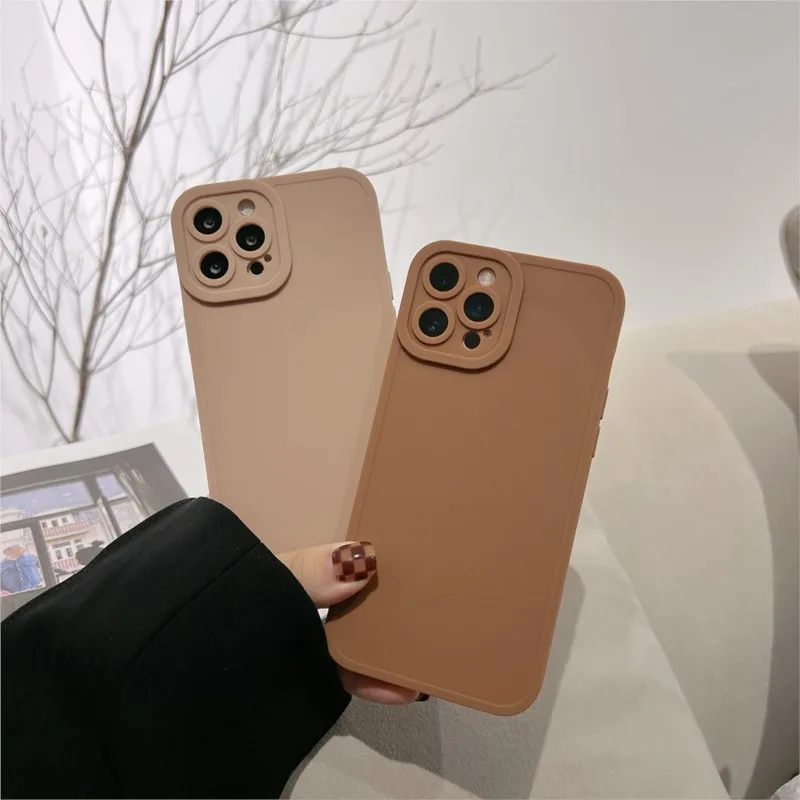 Matte Cover for Iphone 13 X Xr Xsmax 11 12 14 Pro Max Mini 7 8 Plus Soft Silicone Jane Brown Shockproof Protective Phone Case