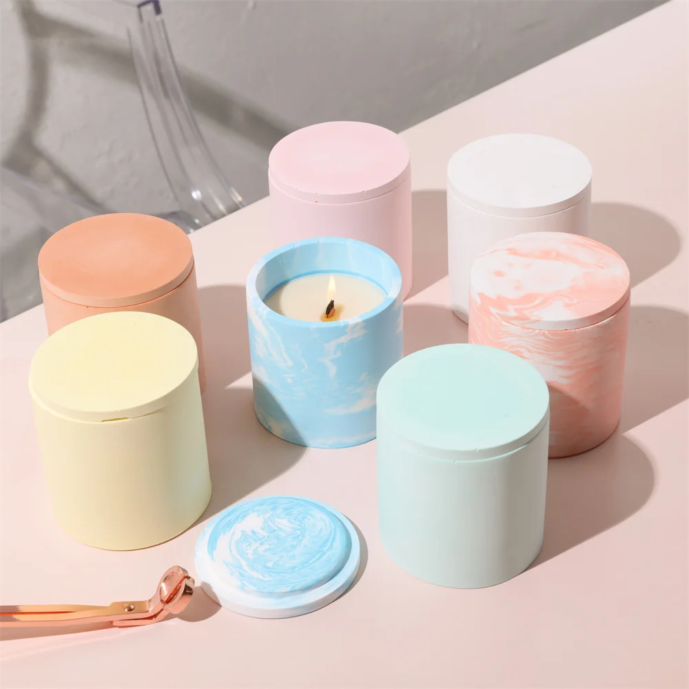 

Boowan Nicole Candle Jar with Lid Concrete Silicone Mold Cylinder Storage Box Silicone Molds for Cement Handmade Jesmonite Tools