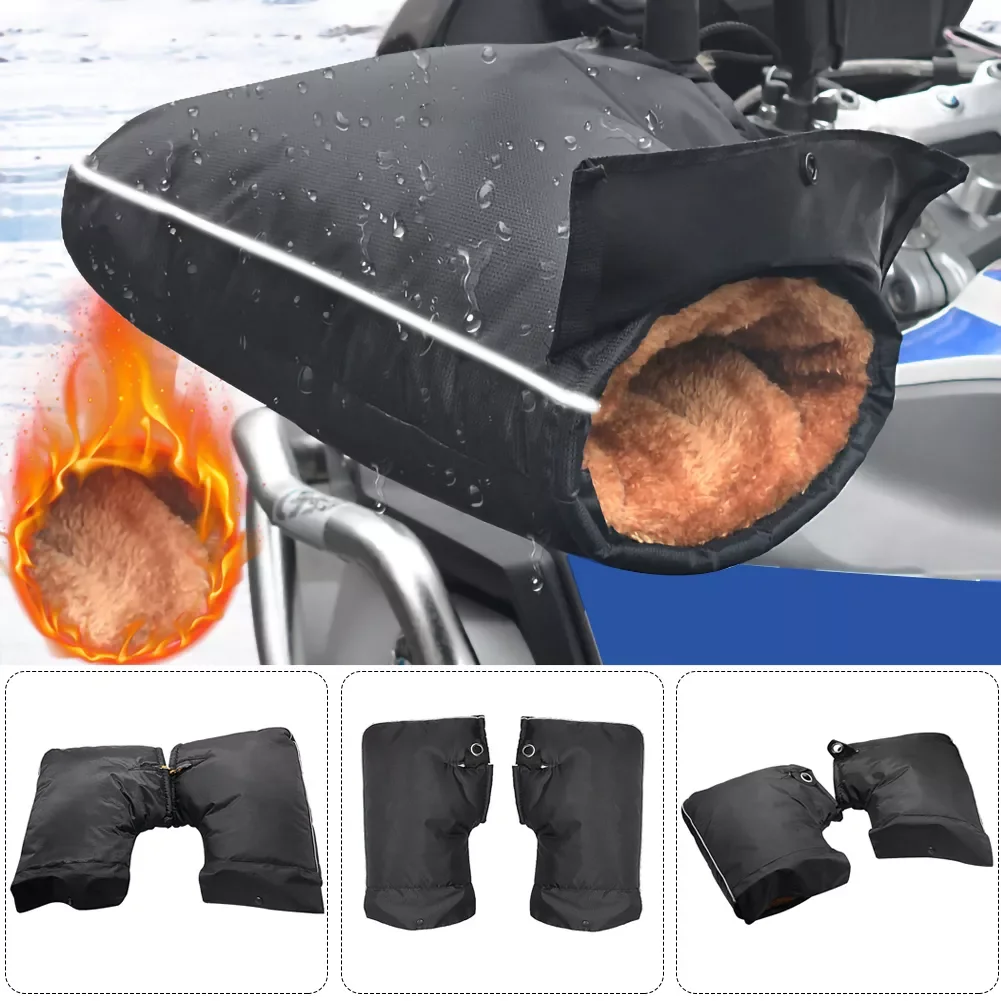 

2PCS Warm Motorcycle Handlebar Gloves Winter Thick Warm Thermal Cover Rainproof Riding Glove for Motorcycles Scooter Snowmobiles