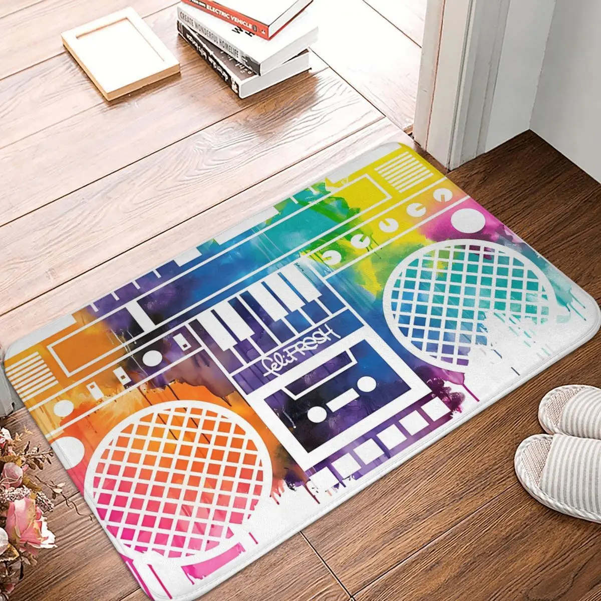 Fresh Multi Boombox Boom Box Music Anti-Slip Rug Doormat Living Room Mat Balcony Carpet Home Decorative