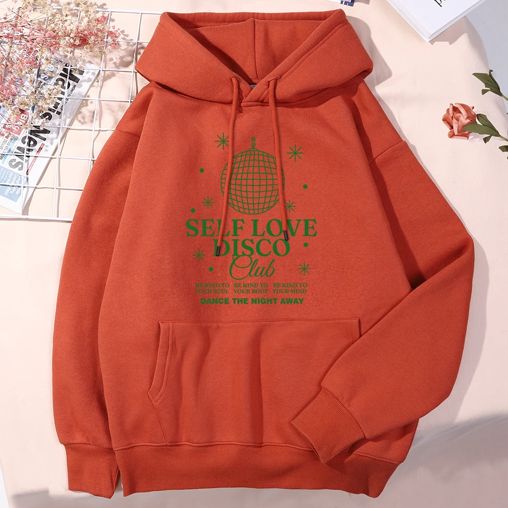 

Self Love Disco Dance The Night Away Male Hoodie Vintage Fleece Tracksuit Simplicity Outdoor Hoodies Daily All-Match Clothing