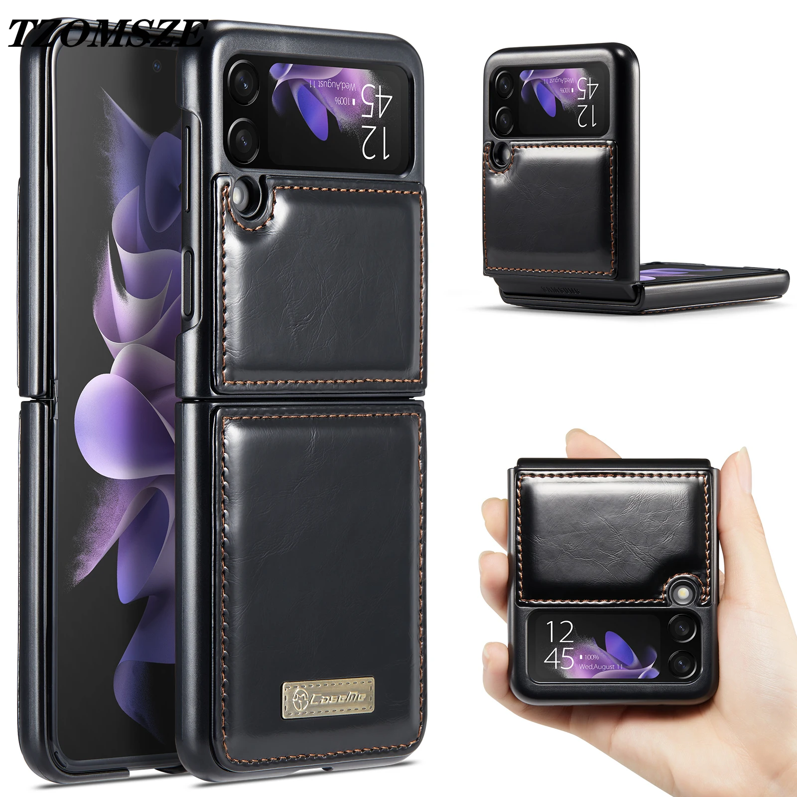 Z Flip 3 Case for Samsung Galaxy Z Flip 3 Leather Phone Cover Classic Protection Fundas for Galaxy Zflip3 Luxury Folding Cases