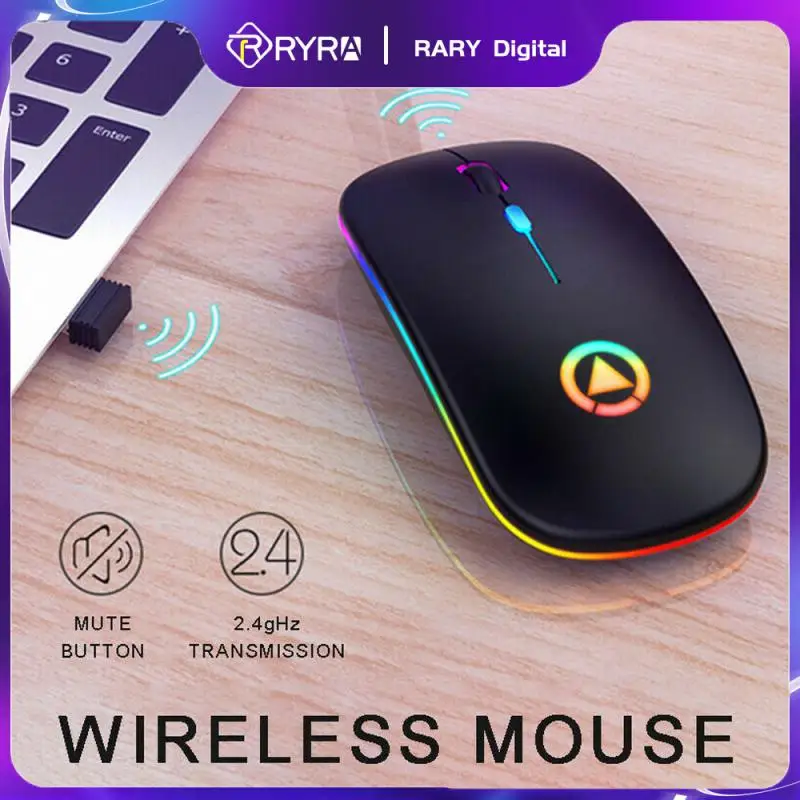 

RYRA Rechargeable Mouse Wireless Game Mouse Office Gaming Computer Optical Mouse E-Sports RGB Backlight 2.4G USB Mice For Laptop