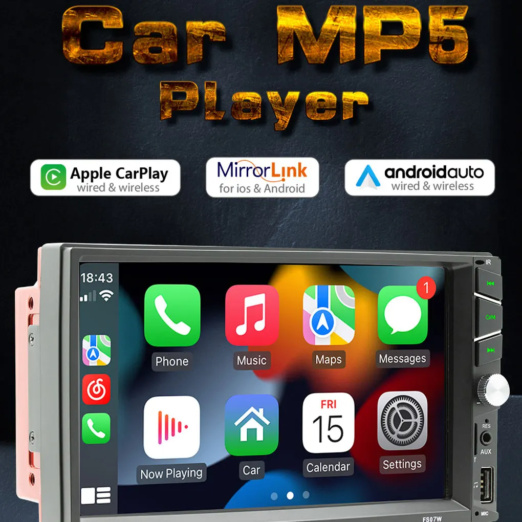 Автомагнитола 2 Din 7-дюймовый сенсорный экран высокой четкости Bluetooth-совместимый