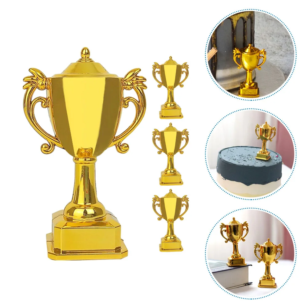 

4 Pcs Kids Toys Game Awards Trophies Games Small Trophy Decorate Mini Plastic Tiny Children Prize Party Favors House Soccer