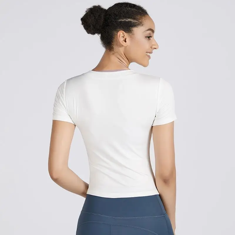 

Yoga T-shirts Sports Short-sleeved Shirt Slim Stretch Breathable Yoga Clothes Fitness Tops Women's Quick-drying Running T-shirt