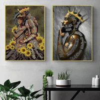 nordic black king gold crown fashion poster bedroom wall art picture abstract sunflower canvas painting home decor living room