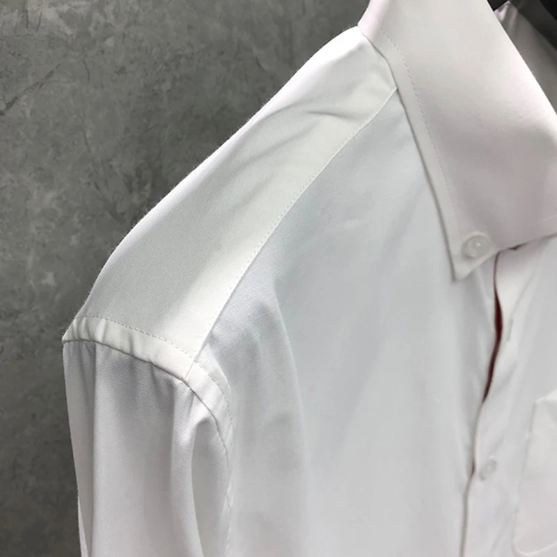 TB THOM Men's Business Shirts Spring Pure Color Classic Button Stripes Shirt Korean Fashion Brand  Casual Simple Women Blouse