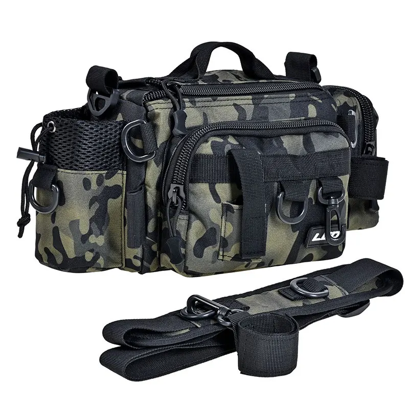 

Men's Fishing Gear Waist Bag Crossbody Camo Accessories Detachable Shoulder Strap Fish Bait Fishing Rod Watercup Storage Handbag