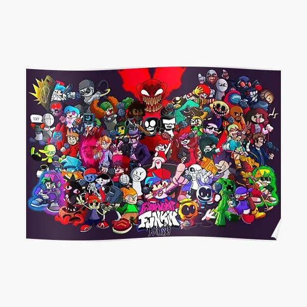 

Постер с изображением команды Funkin «пятница ночь», современный декор для комнаты, винтажный рисунок, смешное украшение для дома, настенное искусство без рамки