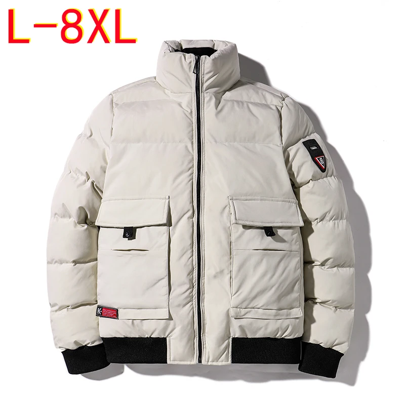2022 New Winter Men's Parka Jacket Thick Warm Coat Stand Collar Casual Puffer Jackets Cotton Padded Winter Oversized 8XL Parkas