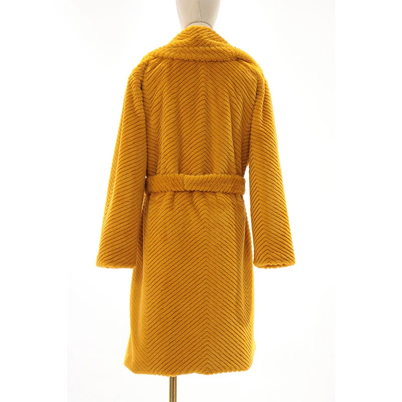 2022 Faux Fur Coat Women Winter Plush Long Jacket Female Thick Warm Faux Mink Fur Overcoat Turn Down Collar Outerwear With Belt