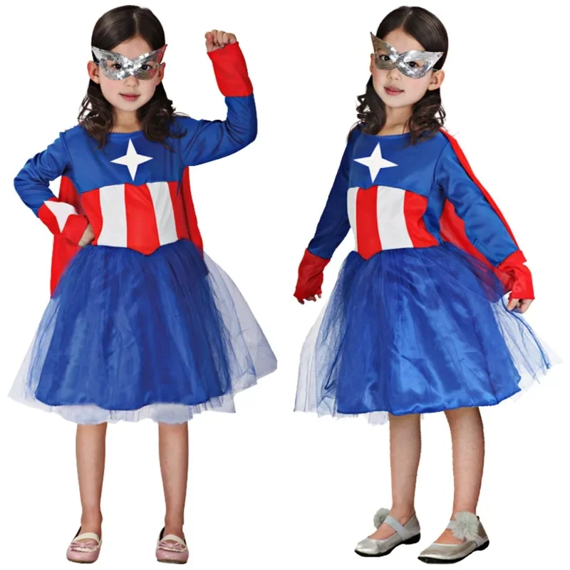 Детский костюм капитана Америки платье с маской наряды для дня рождения костюмы