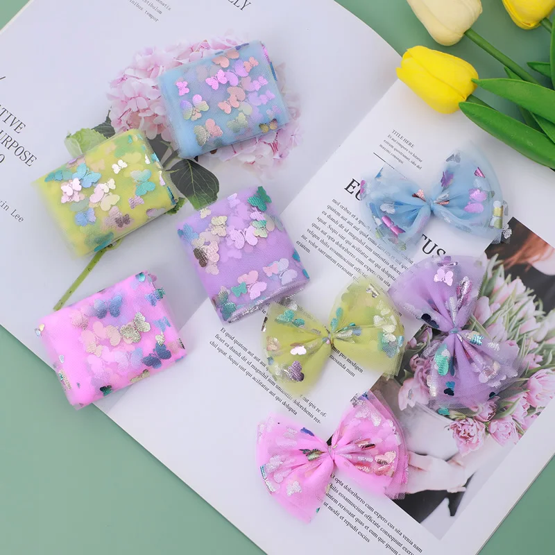 60 мм (4 5 м/рулон) Бабочка Тюлевая лента органза Детские праздничные