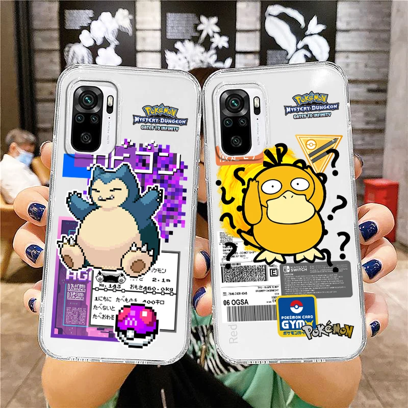 

Cartoon G-Gengar P-Pikachu For Xiaomi Redmi Note 12 10 11 9 Pro Plus Speed 11S 11T 10S 9T 5G Transparent Phone Case Cover