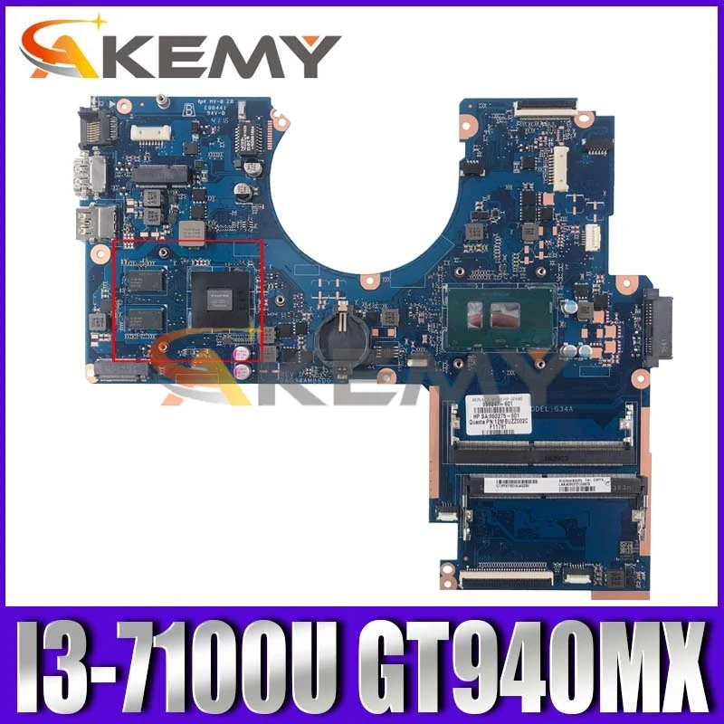 

856231-601 856231-501 для HP Pavilion 15-AU TPN-Q172 материнская плата для ноутбука DAG34AMB6D0 W/ I3-7100U GT940MX 2 ГБ 100% протестированная работа