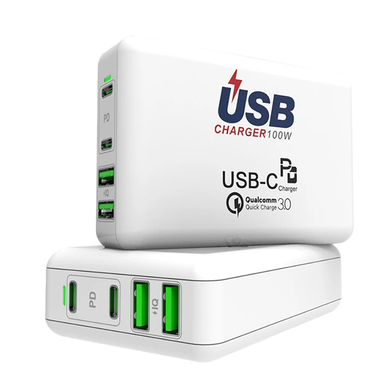 

USB C Charger 100W PD 4-Port Fast Charge Station For Pro/Air Ipad Pro Laptop Multiport Power Adapter