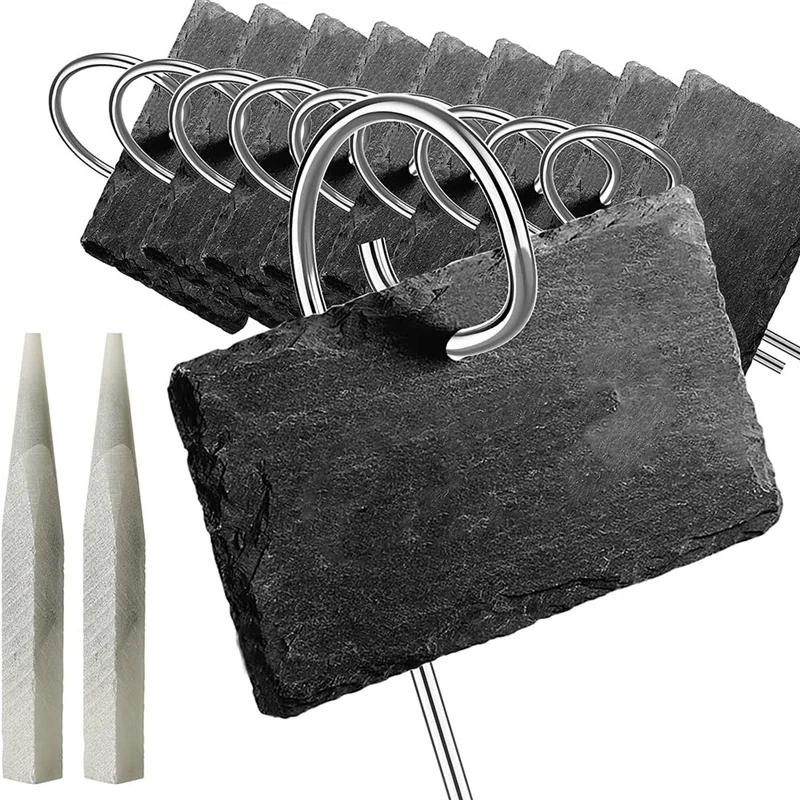 

10 шт. этикетки для растений, Натуральный Шифер, искусственные садовые маркеры, знаки, этикетки с бонусными ручками, погодостойкие многоразо...