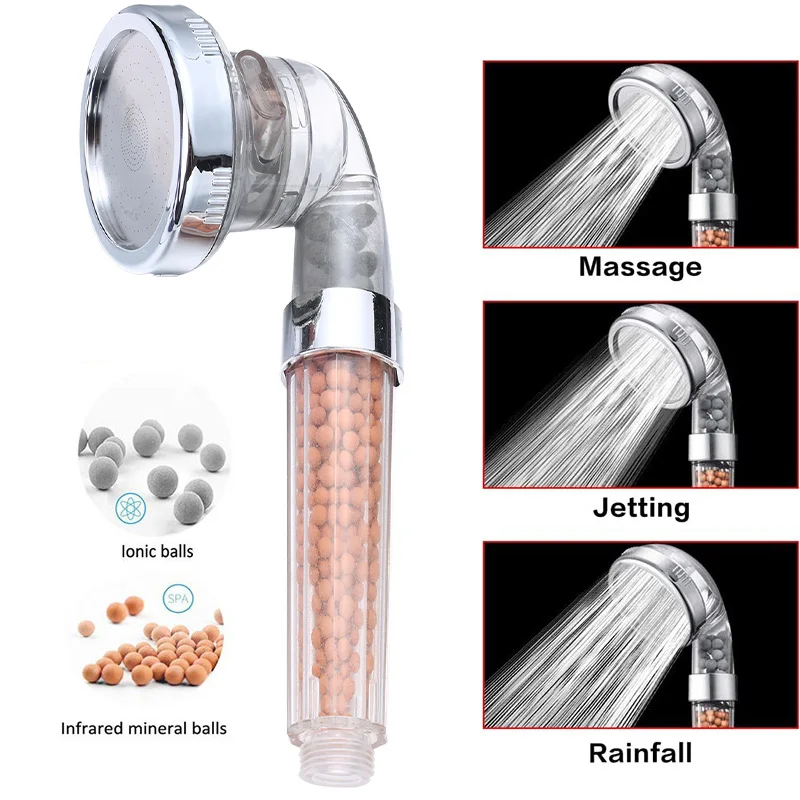 

3 Modes SPA Shower Head Adjustable Jetting Shower Head High Pressure Anion Filter Saving Water Shower Nozzle Bathroom Gadgets