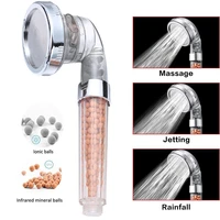 3 modes spa shower head adjustable jetting shower head high pressure anion filter saving water shower nozzle bathroom gadgets