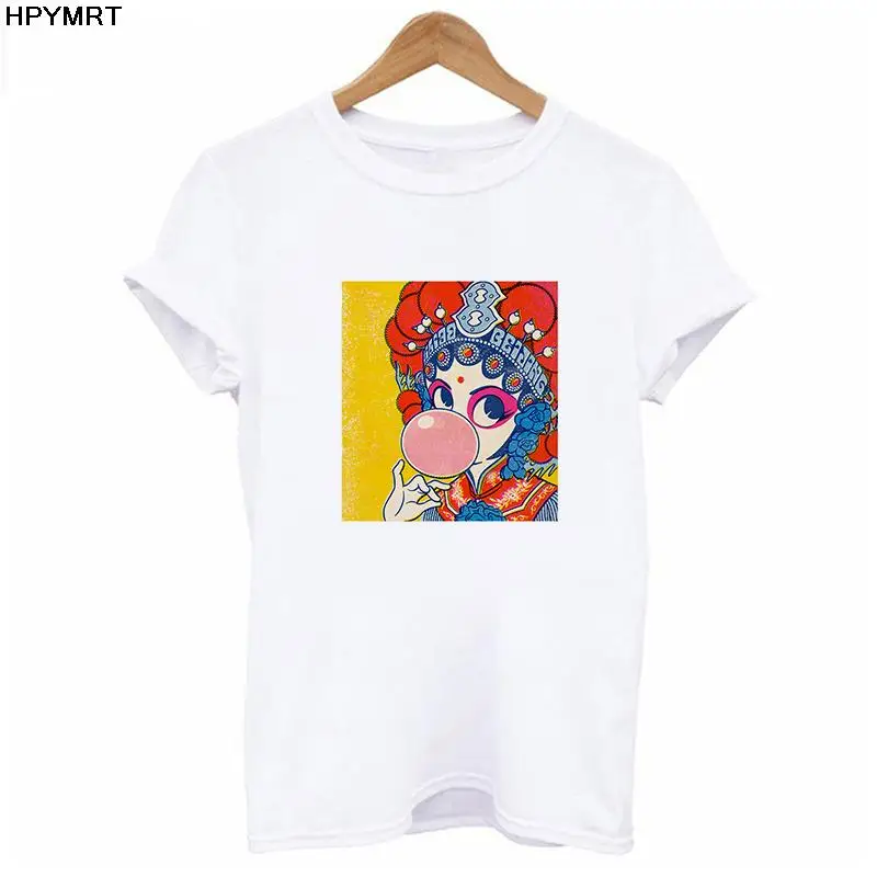 

Fashion Harajuku Graphics T-Shirt Cartoon blowing bubbles Prints Short Sleeve Clothes Lady Tees Female short sleeve O-neck Tops
