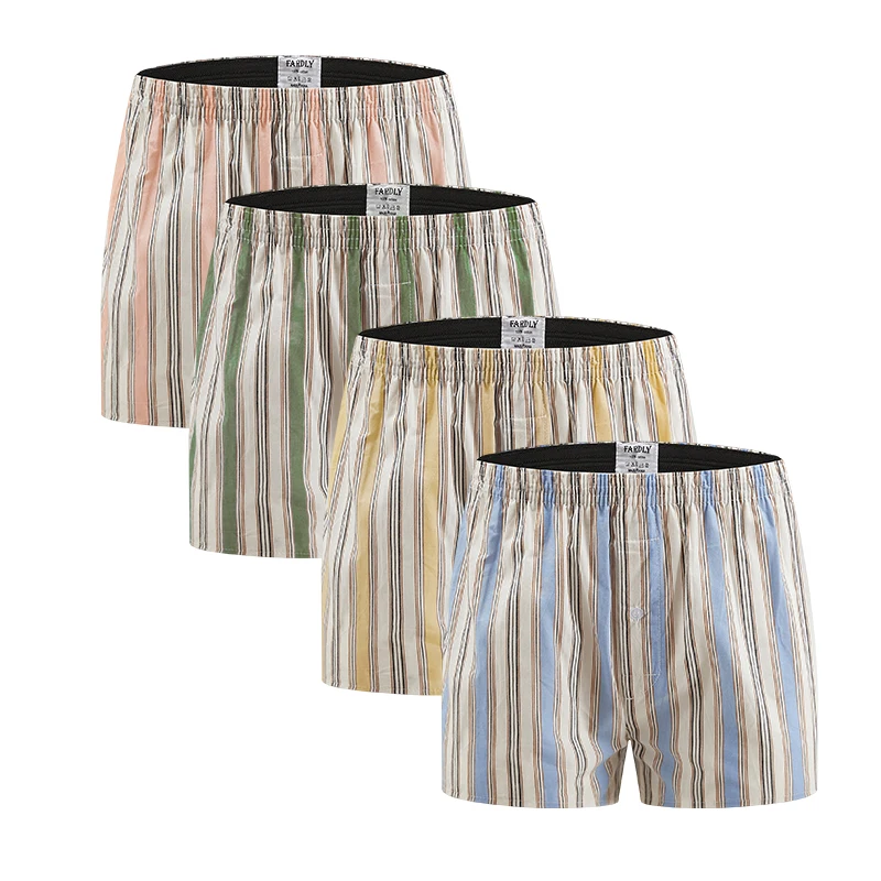 4pcs Men's Panties Boxer Shorts Homme Striped Underpants Baggy Boxershorts Underwear Cotton Male Arrow Pants трусы мужские