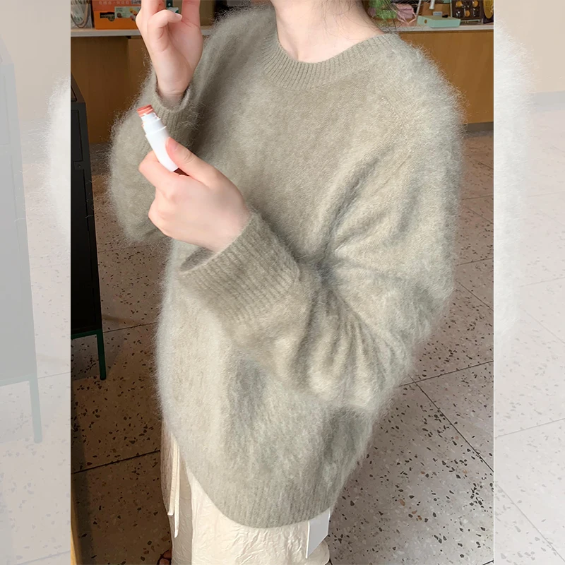 Plus Size Super Nice Furry Temperament Knit Autumn New Women clothes Top High-Grade Loose Soft Glutinous Unique Younger