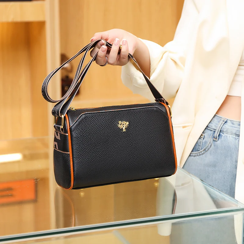 

high quality luxury brand Gao cowhide pillow 2023 popular metal fortune tree leather women's fashion color broadband messenger b