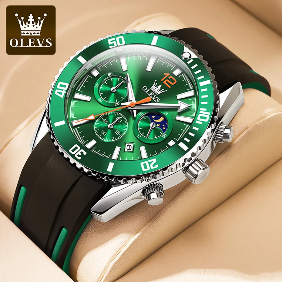 

Men Watches Top Brand Luxury Watch Green Dial Water Sports Waterproof Wristwatch