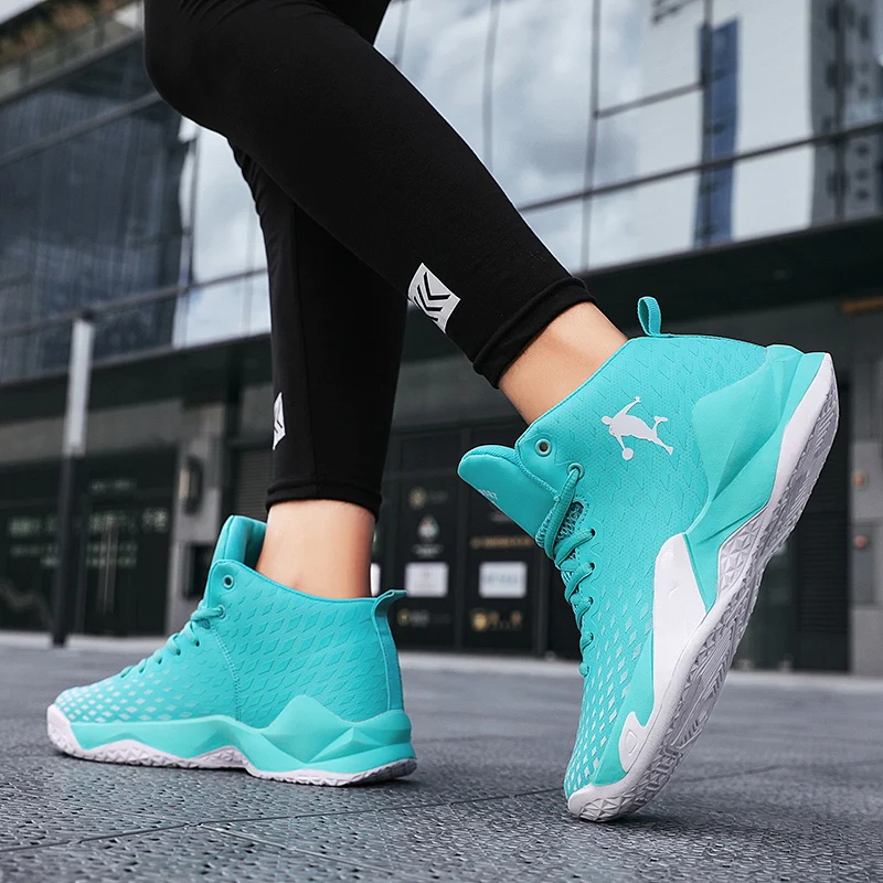 High-top Mesh Yellow Unisex Basketball Shoes Outdoor Anti-slip Men Sports Shoes Anti-shock Breathable Women Basketball Sneakers