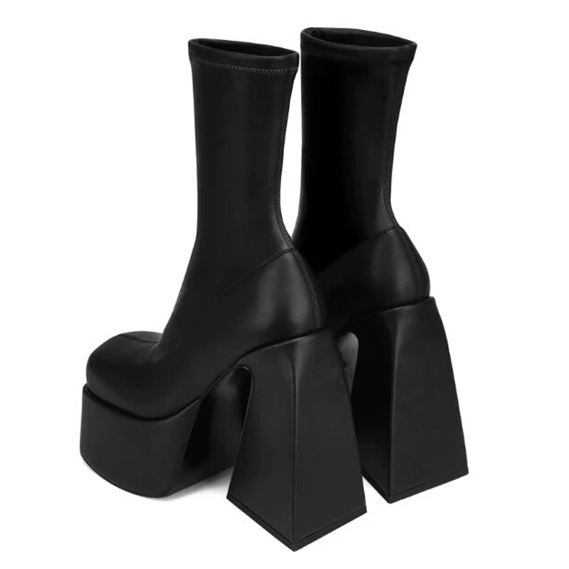Женские ботильоны Стрейчевые на массивной платформе готические полусапожки