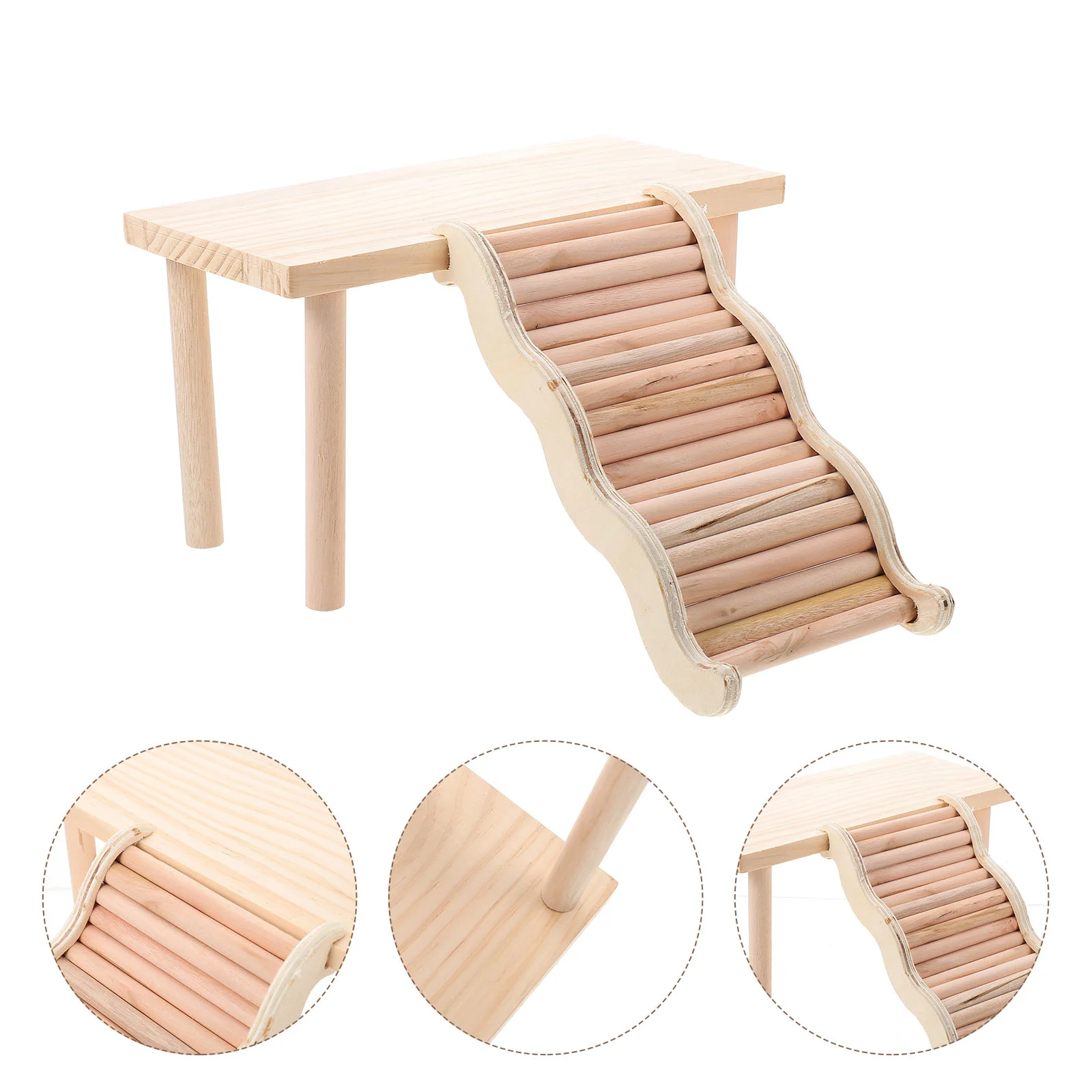 

Guinea Chew Toys Hamster Platform Wooden Anti-biting Ladder 24X11X13.5CM Bite-resistant Pets