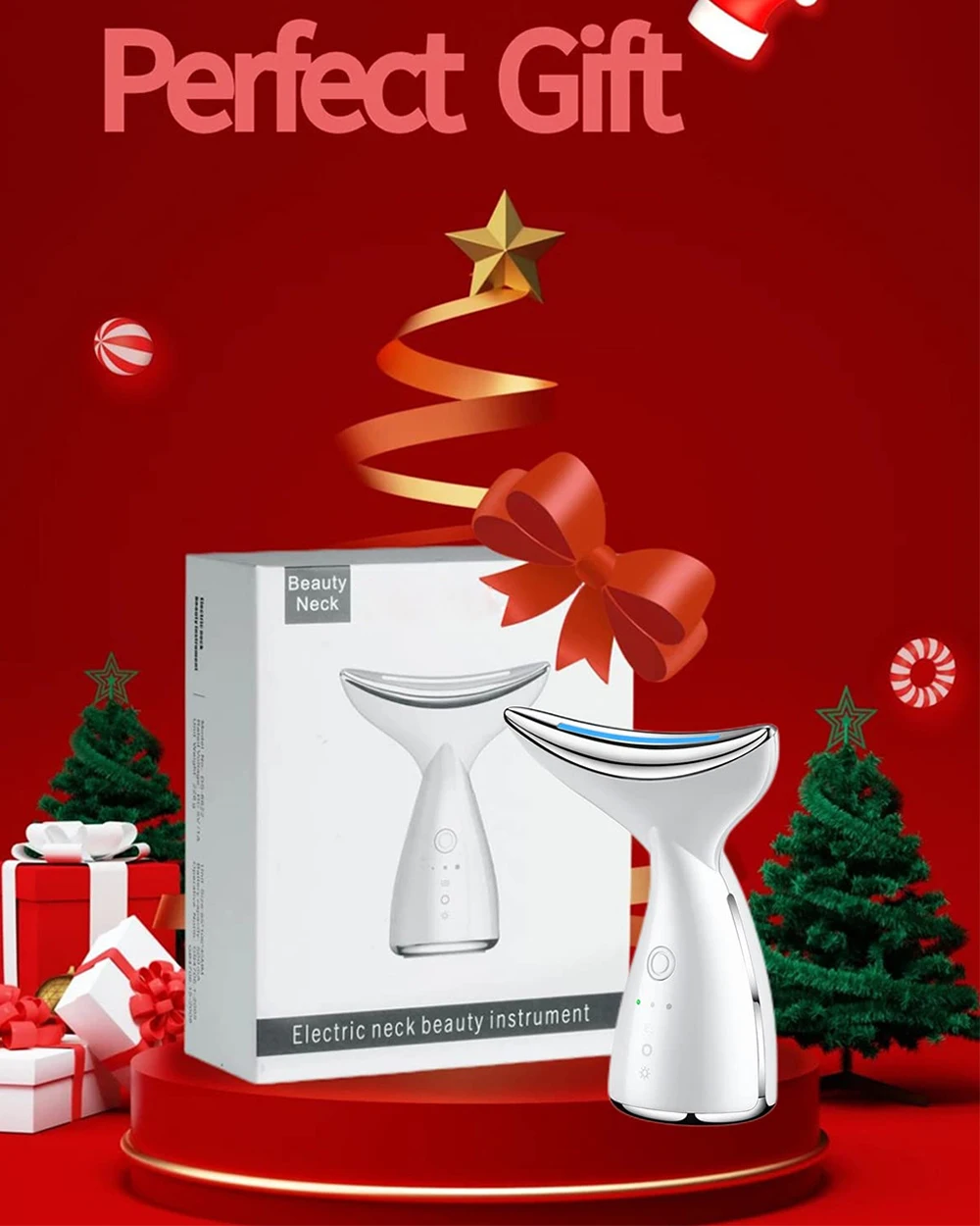 3 цвета светодиодный Фотон терапия Уход за кожей Шеи анти уменьшение морщин