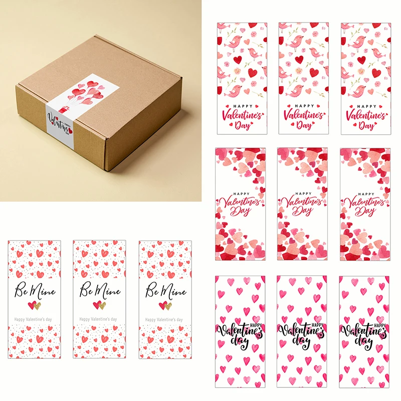 

24pcs 4x9cm Happy Valentine's Day Decor Sticker Self-adhesive Sealing Sticker Labels Party Decor Love Heart Labels