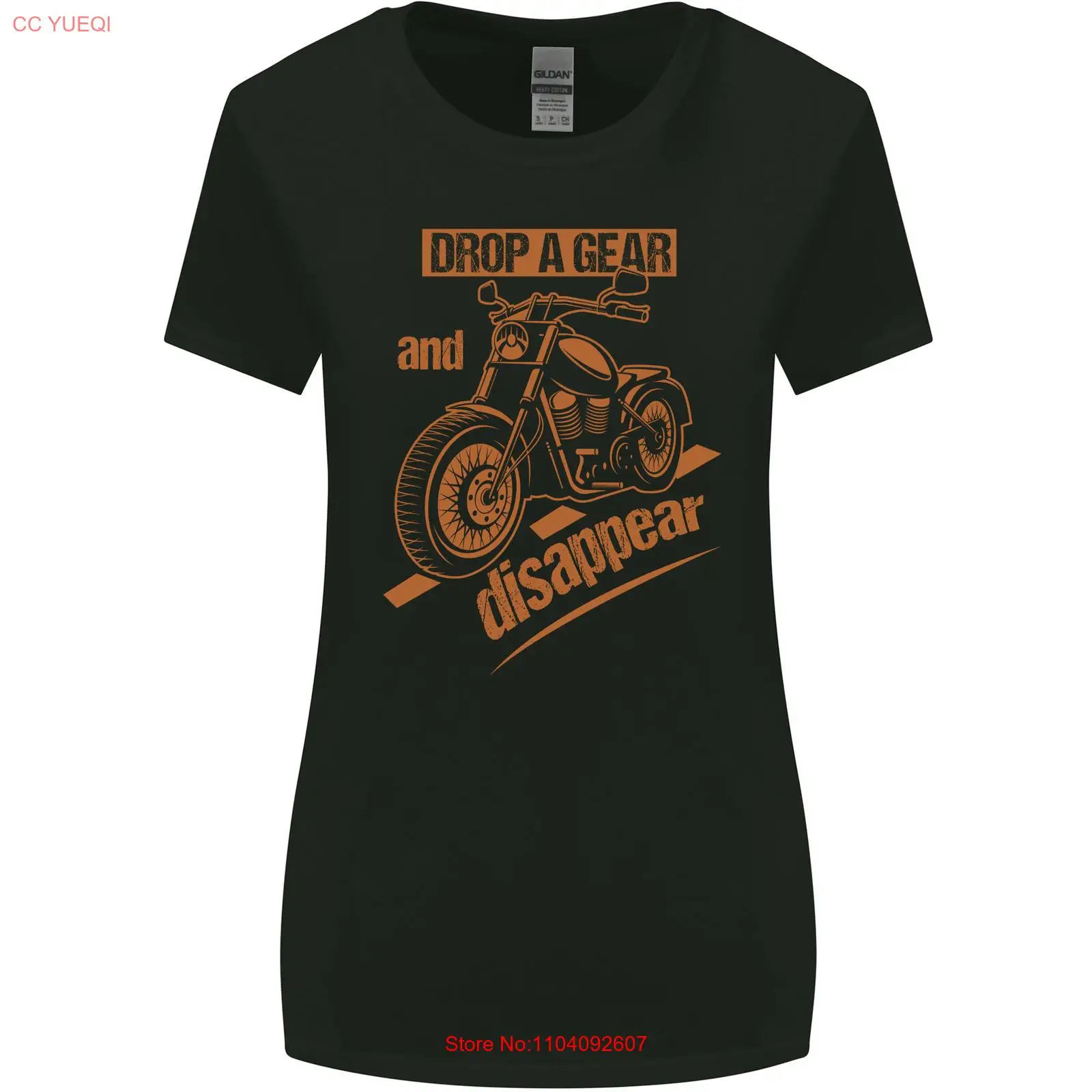 Drop a Gear Disappear Motorcycles Biker Motorbike Womens Wider Cut T-Shirt