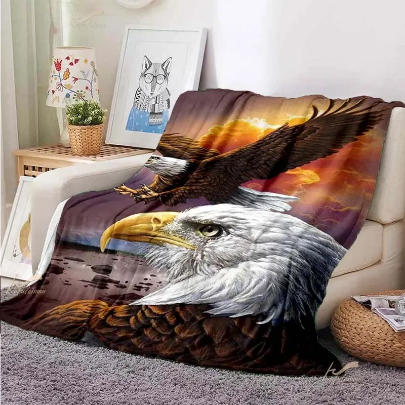 

Eagle Throw Blanket Retro Wolf Chief Indian Tiger Bedding Soft Flannel Warm Blanket Children Adult Home Decor