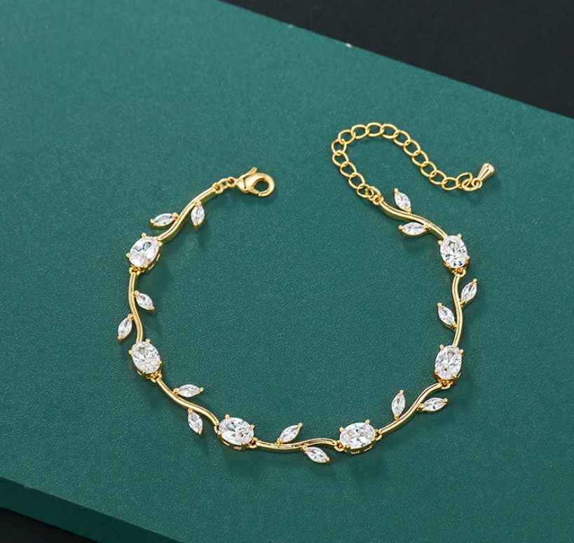

ANGLANG Elegant Fashion Charm Bracelets with Zirconia Adjustable Chain Bracelet Jewelry Gift for Women