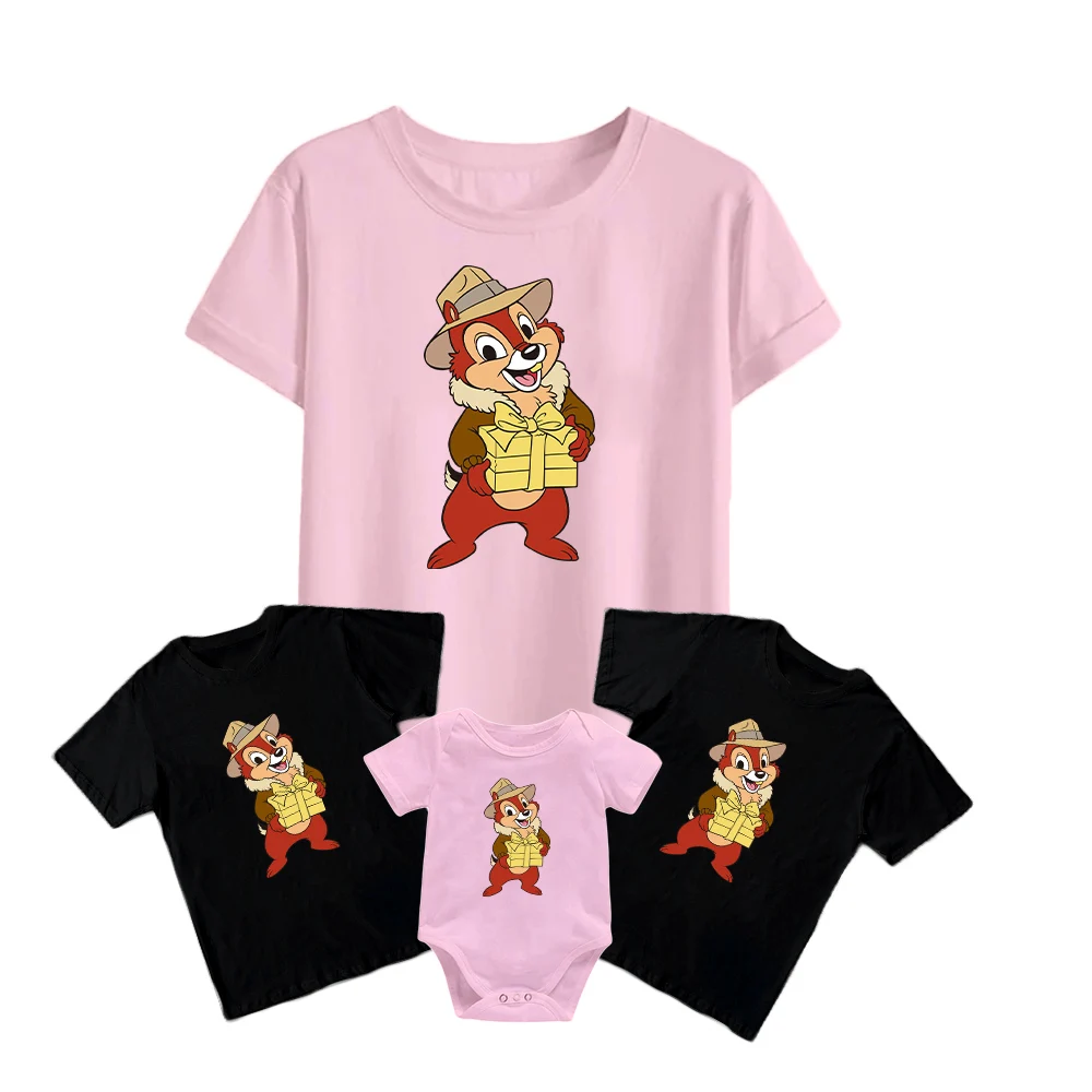 

T Shirts Chip 'n' Dale Modern Kids Short Sleeve Baby Girl Boy Baby Romper Family Matching Adult Unisex Disney Chip Fun Gift Top