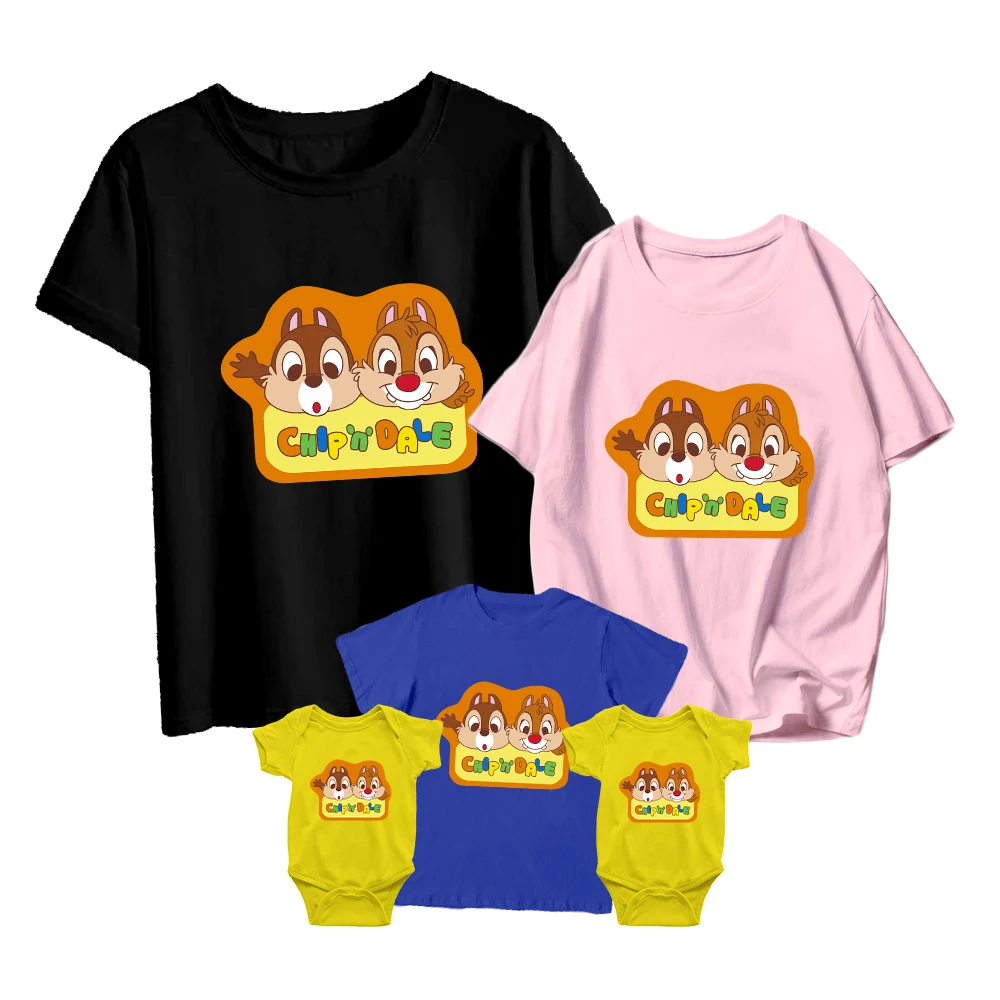 

T Shirts Chip 'n' Dale Kids Disney Cartoon Short Sleeve Baby Girl Boy Baby Romper Family Matching Adult Unisex Casual Print
