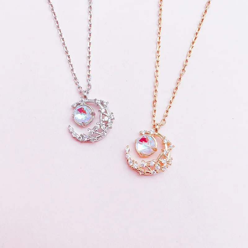 Женское ожерелье из лунного камня с подвеской в виде луны