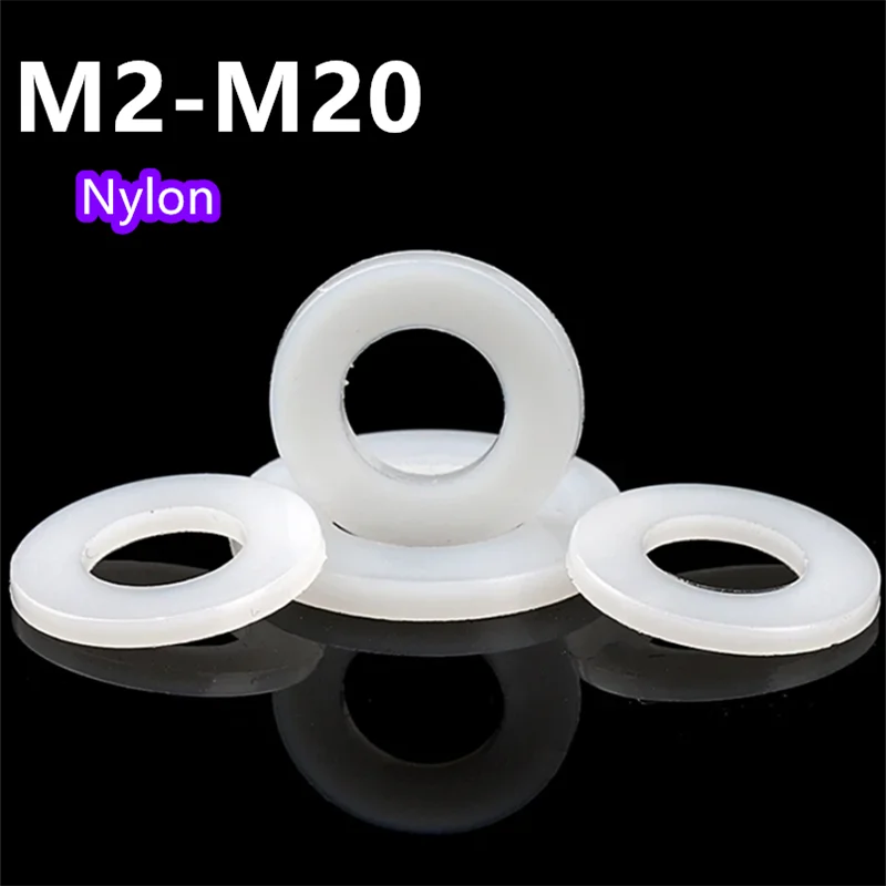 

Плоские нейлоновые шайбы M2-M20 белые