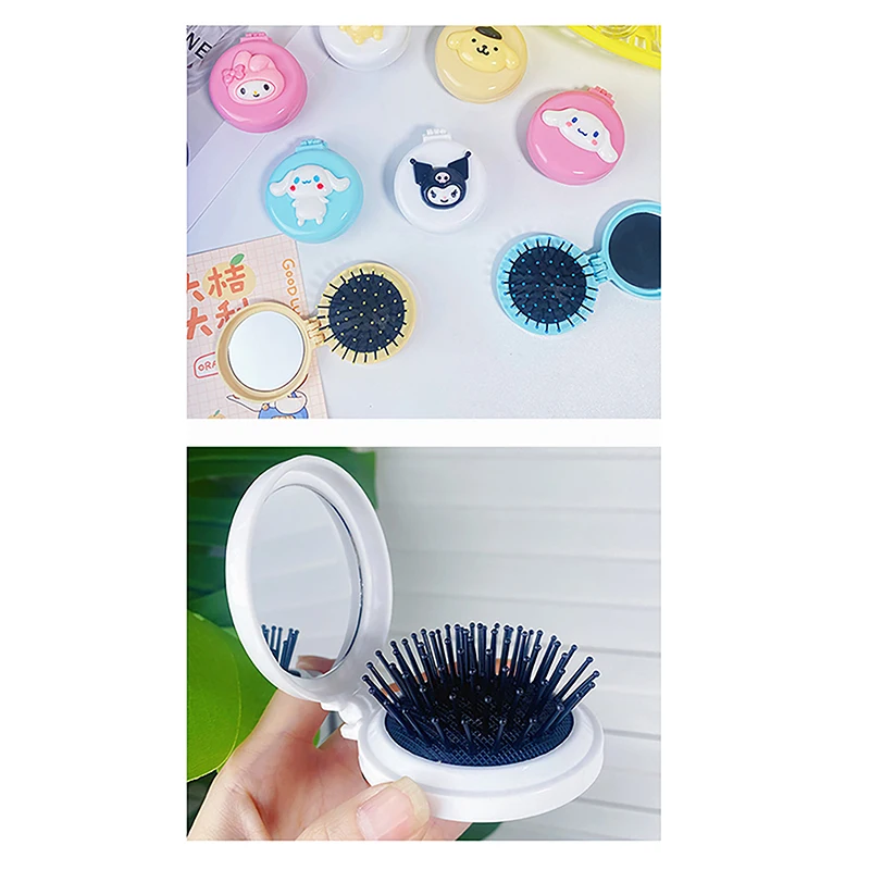 Милая мультяшная аниме круглая воздушная подушка гребень портативный мини