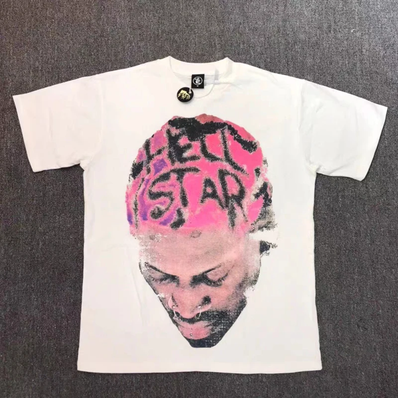 

New Hellstar T-shirts Pink Character Portraits Printed Cotton Breathable Men Women Short Sleeve T Shirts High Quality Top Tee