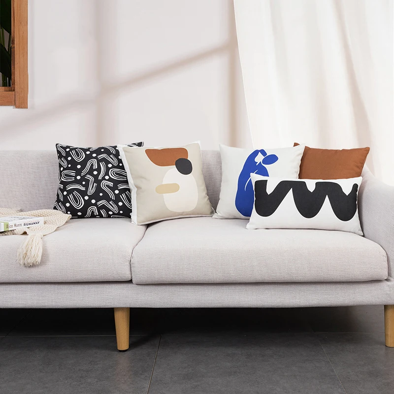 

Nordic Simple Printed Cotton Linen Pillow Cover Art Abstract Print Decorative Pillowcase Living Room Decorative Pillows for Sofa