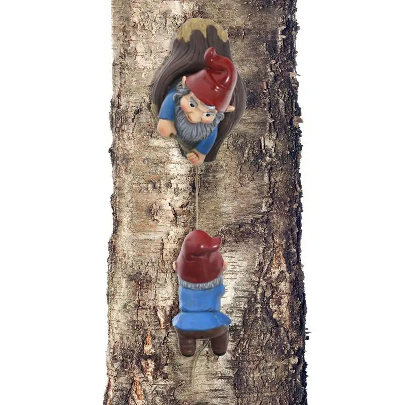 Unique Garden Sculpture Cartoon Dwarf Climbing Tree Hanging Ornaments Lovely Tree Ornament Garden Gnome Decoration