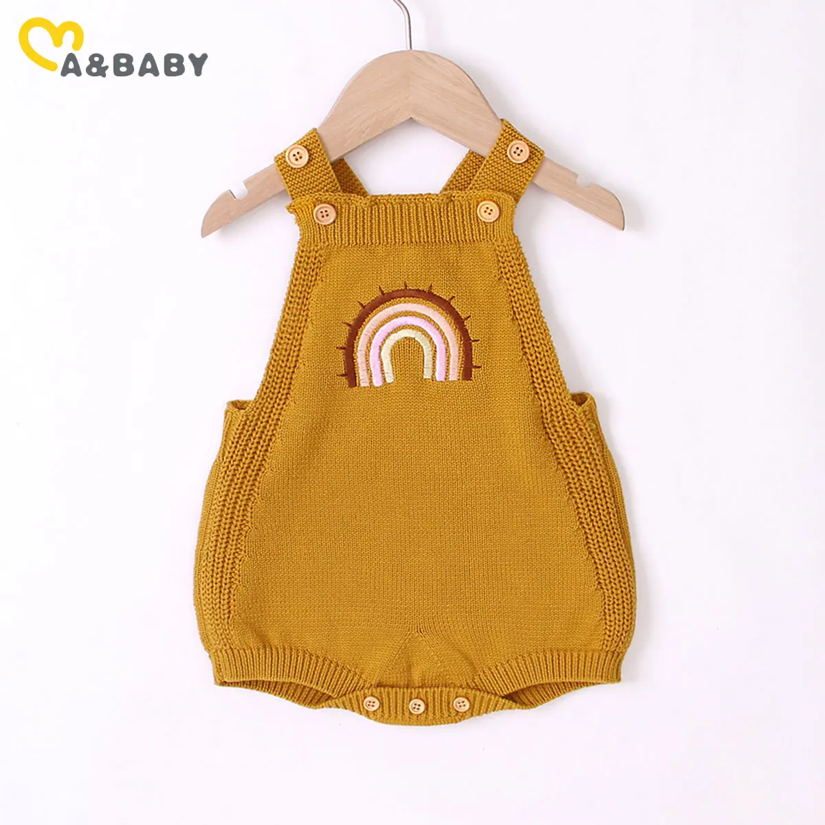 

Ma&Baby 3-24M Infant Newborn Baby Boy Girl Romper Rainbow Knit Jumpsuit Overall Spring Autumn Soft Solid Sleeveless Clothes D10
