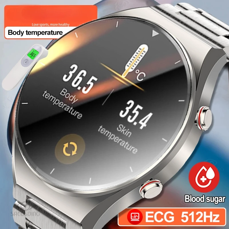 

2023 New Non-Invasive Blood Glucose Smart Watch Men Full Touch Screen Sport Fitness Watches Bluetooth For Android ios Smartwatch