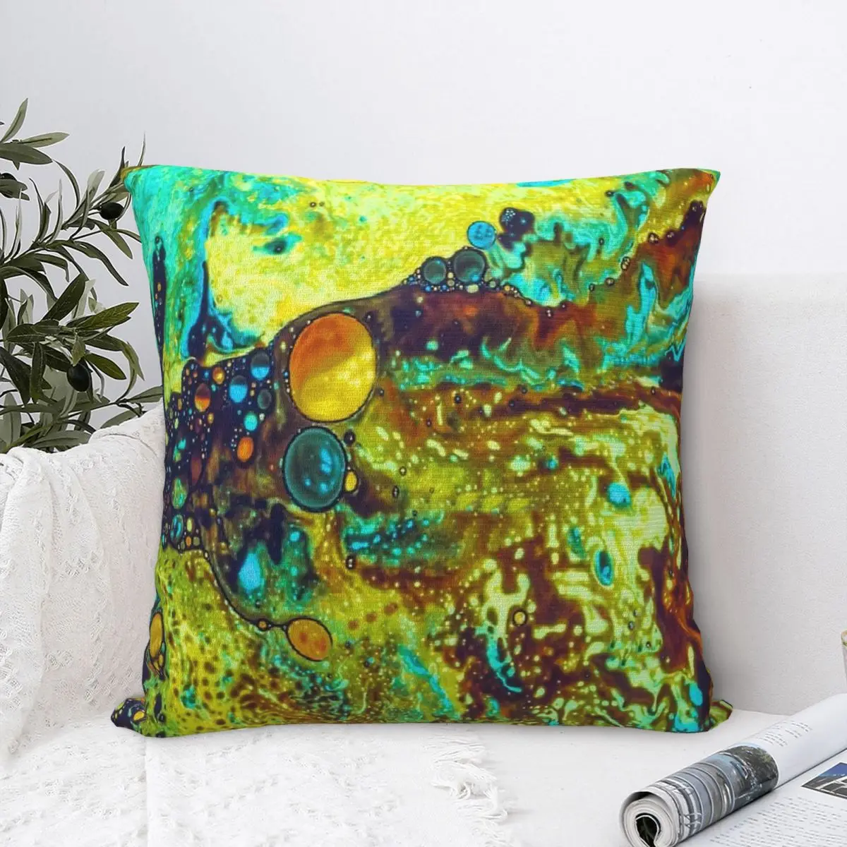 

Bold Rainbow Colorful Throw Pillow Case ETERNAL TIDE Short Plus Cushion Covers Home Sofa Chair Decorative Backpack